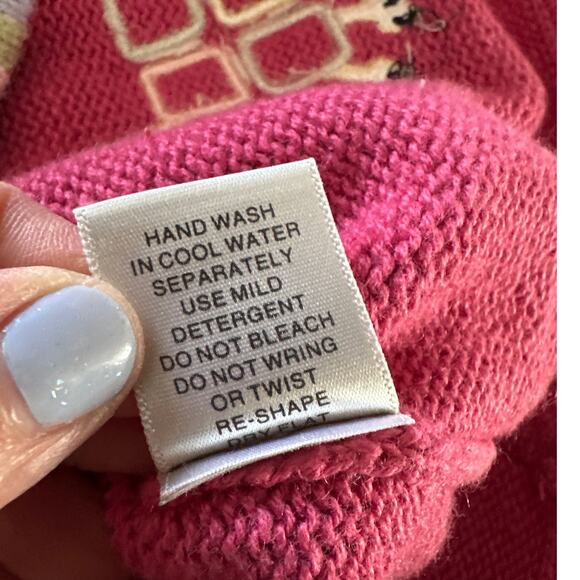 Vintage Christopher Banks Cardigan Sweater Womens L Pink Novelty Cat Print Zip - Picture 9 of 9